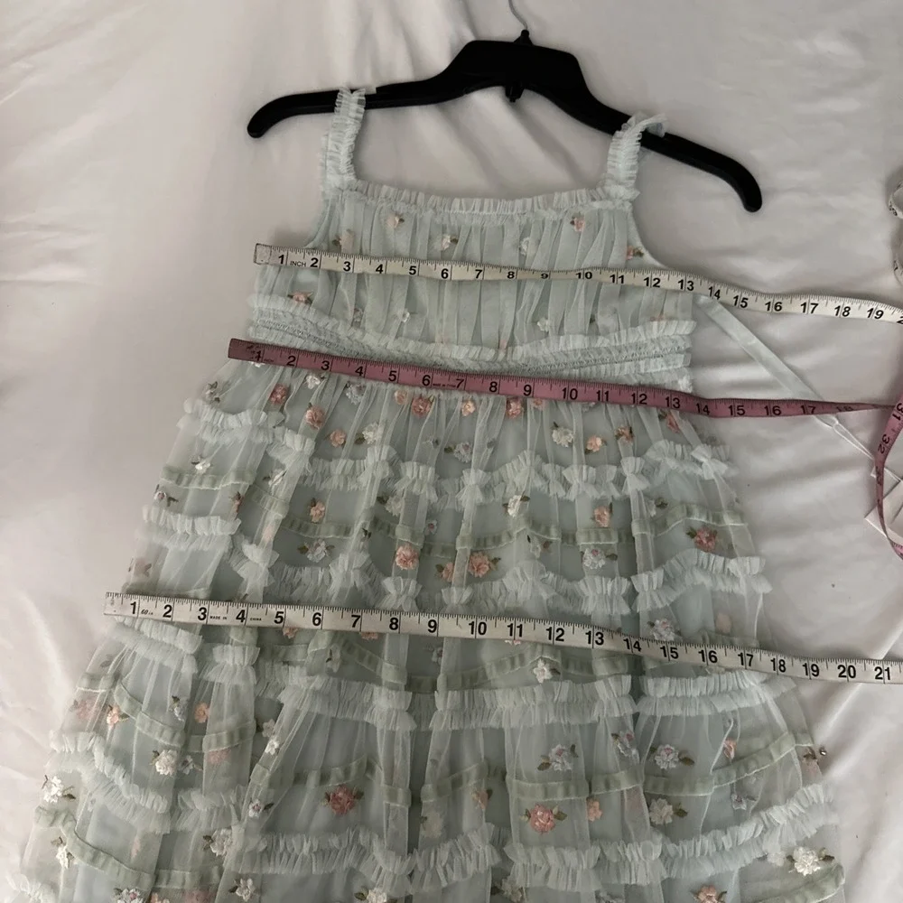 NWT Mac Duggal [Little Girls 10 ] 8217 RuffleEmbroidered Floral Long Dress J1945
